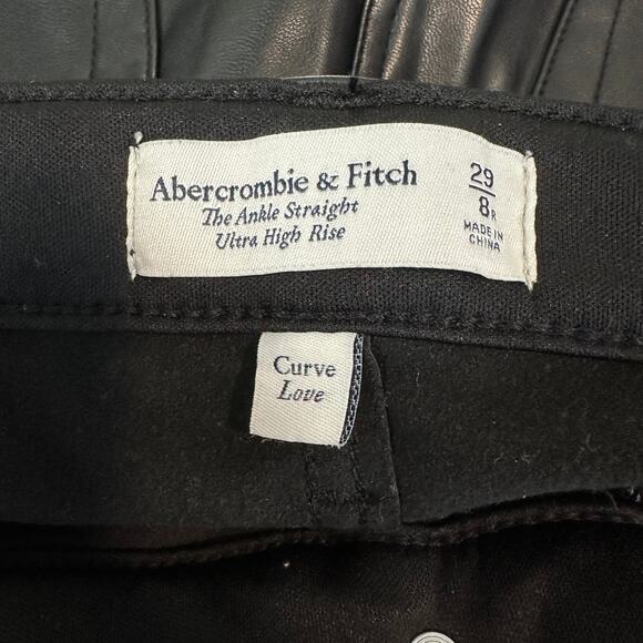 Abercrombie & Fitch Curve Love Ankle Straight Ultra High Rise Jeans Leather Pant - Picture 12 of 14